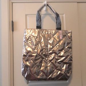 Rose gold metallic quilted tote from Victoria’s Secret.
